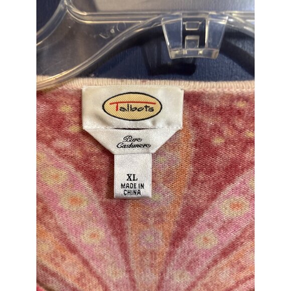Talbots XL Pure Cashmere Womens Button-Up Cardigan In Pink & Orange Paisley Prin - Picture 2 of 4